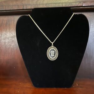Vintage 1950’s Whiting and Davis Cameo necklace. Intaglio carved glass cameo.
